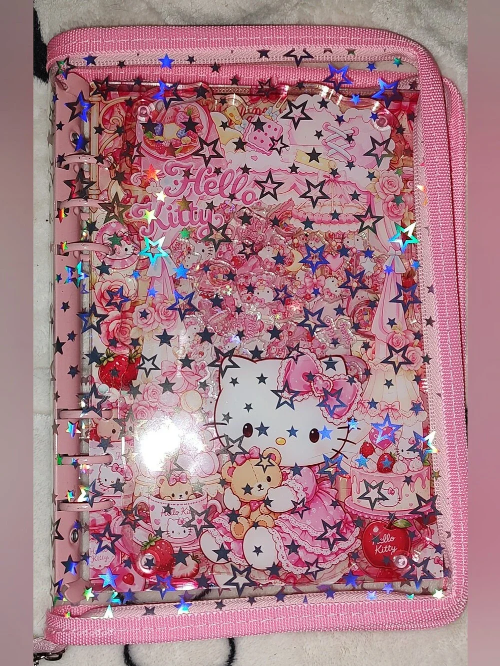 New! A5 Size Hello Kitty Shaker Notebook With Paper,Divider & Protective Cover